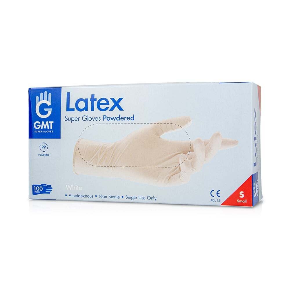 GMT - Εξεταστικά Γάντια Latex με πούδρα Small - 100τεμ.