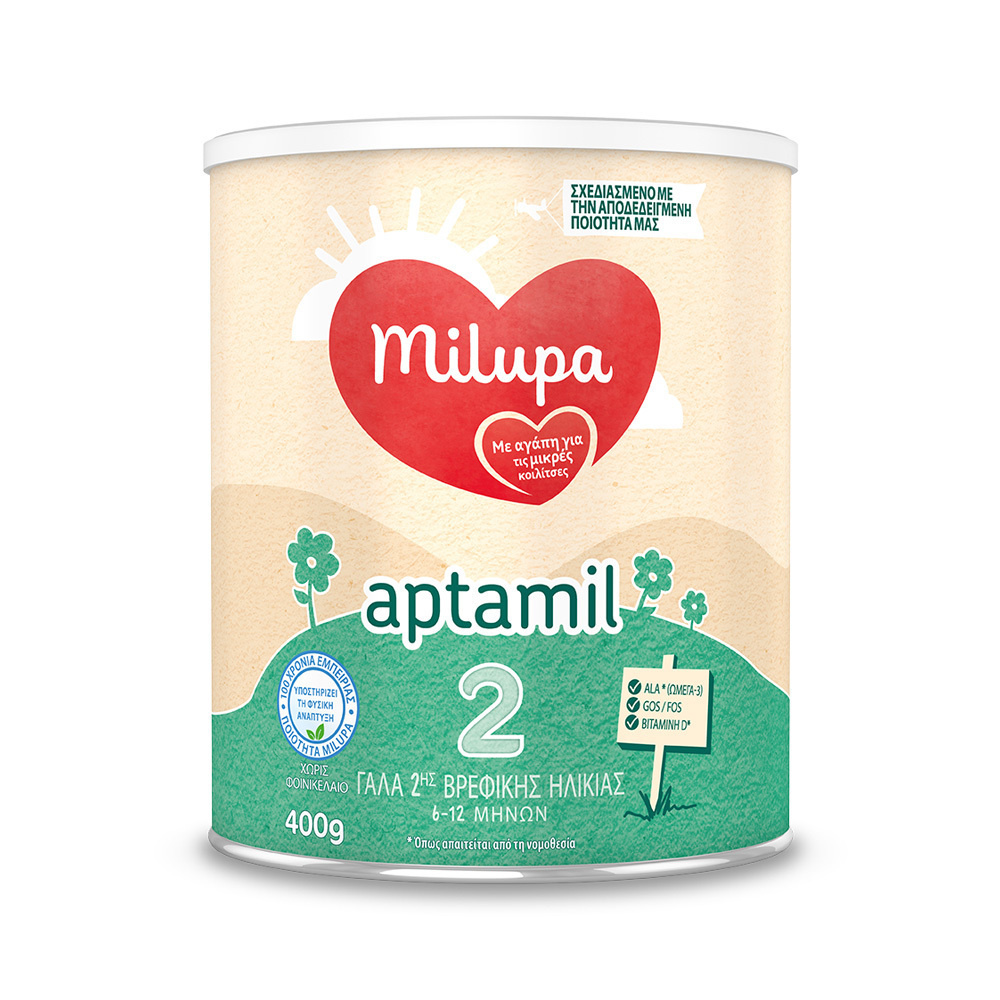 MILUPA - APTAMIL 2 Γάλα 2ης βρεφικής ηλικίας 6-12 μηνών - 400gr
