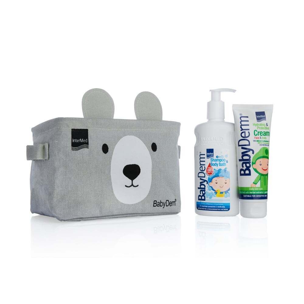 INTERMED - PROMO PACK BABYDERM Shampoo & Body Bath - 300ml & Hydrating Protective Cream - 125ml ΜΕ ΔΩΡΟ Καλάθι Αποθήκευσης