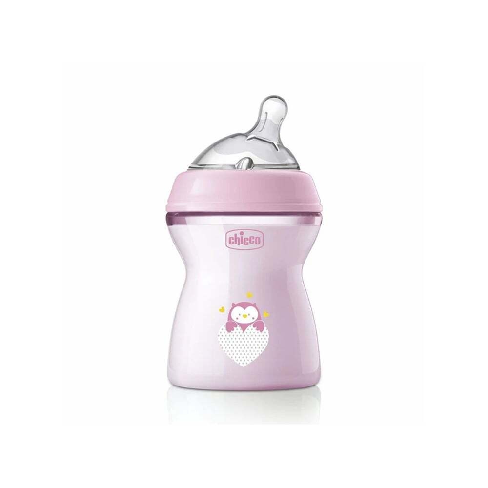 CHICCO - NATURAL FEELING Πλαστικό Μπιμπερό ΘΣ 2m+ (ροζ) 81323-10 - 250ml