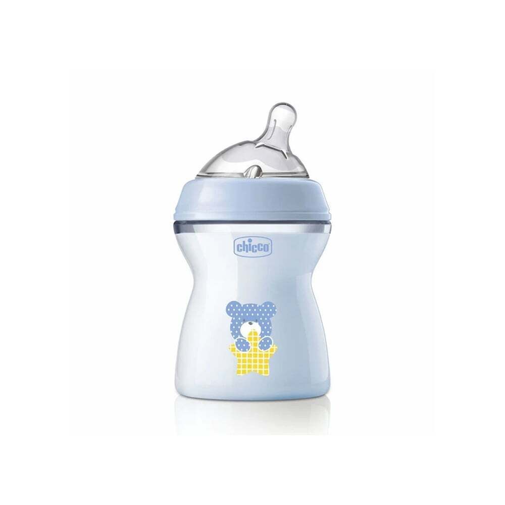 CHICCO - NATURAL FEELING Πλαστικό Μπιμπερό ΘΣ 2m+ (σιέλ) 81323-20 - 250ml