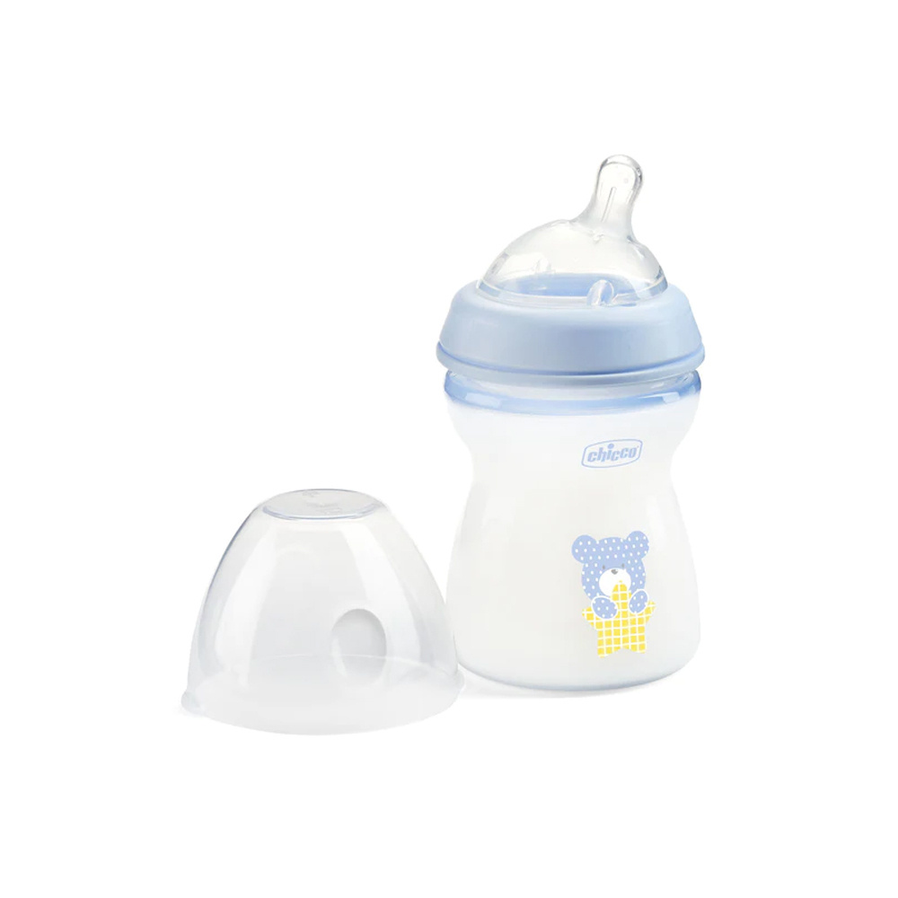 CHICCO - NATURAL FEELING Πλαστικό Μπιμπερό ΘΣ 2m+ (σιέλ) 81323-20 - 250ml