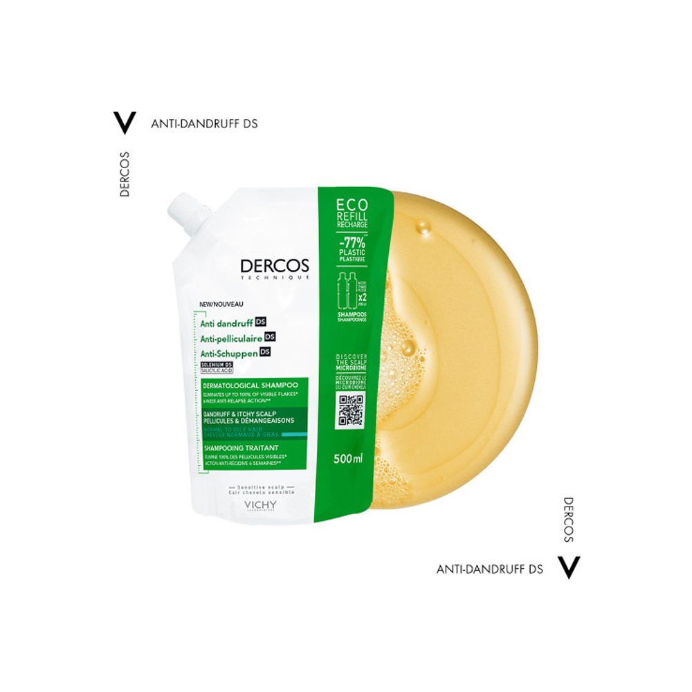 VICHY - DERCOS Shampoo Anti-Dandruff DS (ECO Refill Recharge) - 500ml Normal/Oily Hair