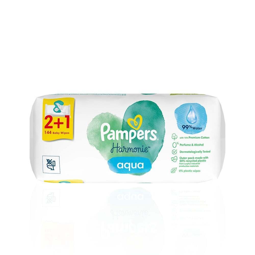 PAMPERS - PROMO PACK 2+1 ΔΩΡΟ HARMONIE Aqua Μωρομάντηλα - 3x48τεμ.