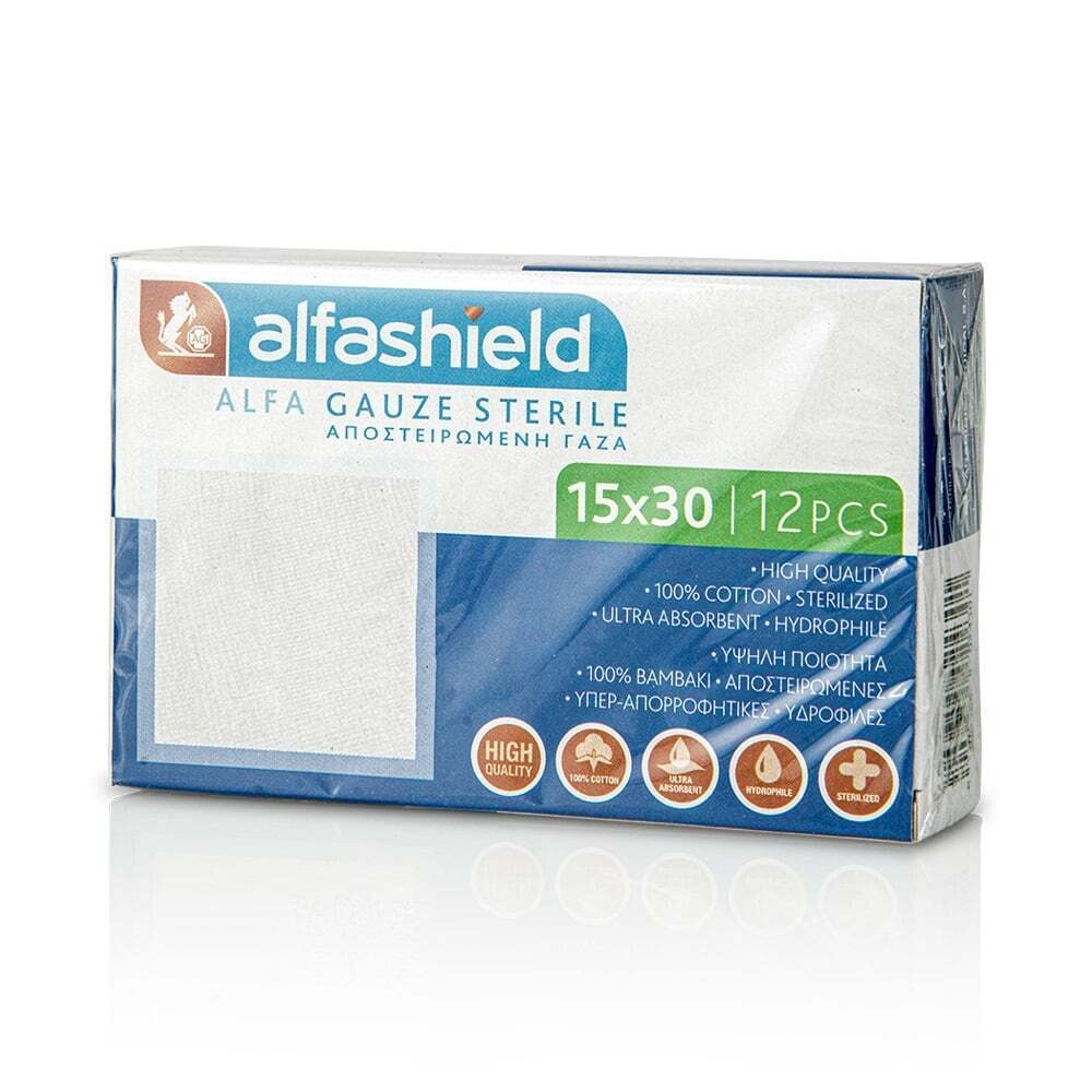 ALFASHIELD - Αποστειρωμένες Γάζες 15x30cm - 12pcs