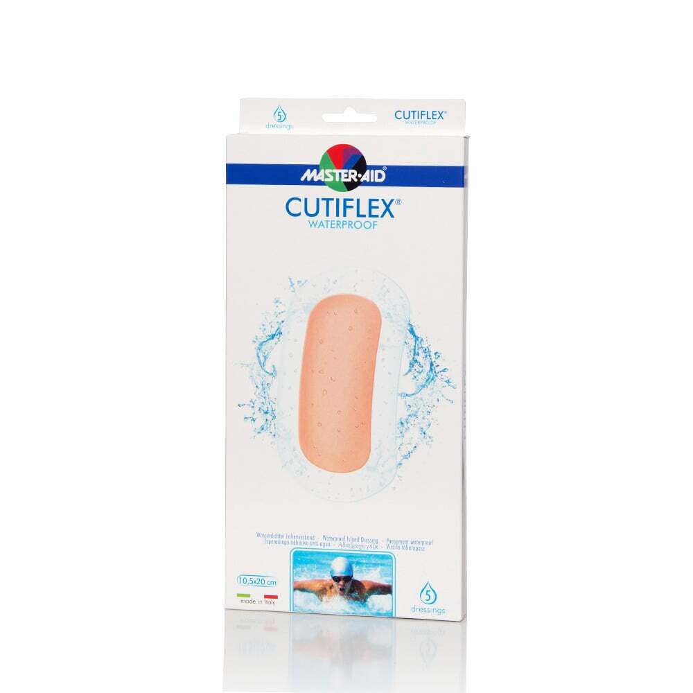 MASTER AID - CUTIFLEX Αυτοκόλλητες, αδιάβροχες γάζες 10,5x20cm (Κεντρικό ταμπόν 6x15,2cm) - 5τεμ.