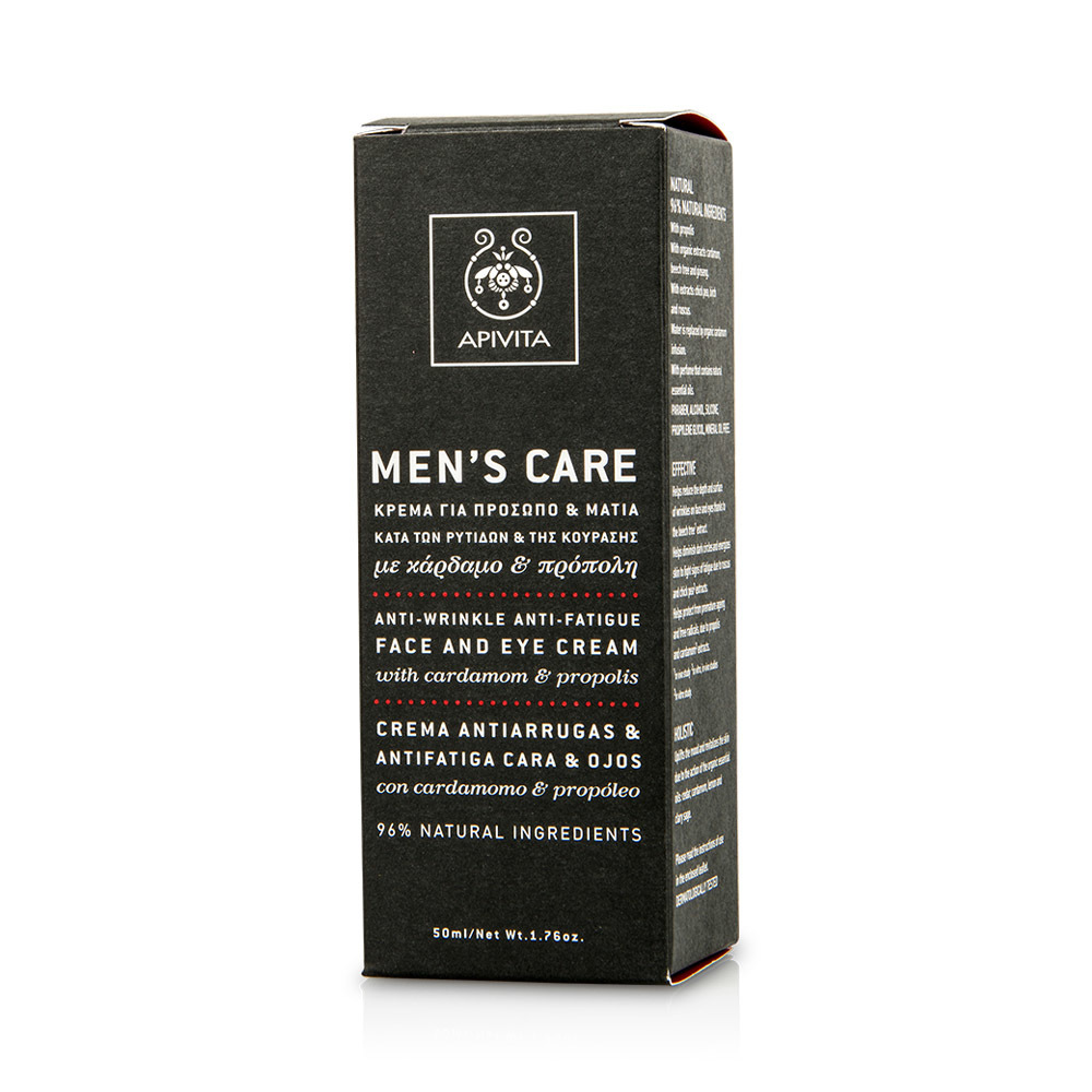 APIVITA - MEN'S CARE Αντιρυτιδική Κρέμα για πρόσωπο & μάτια με Κάρδαμο & Πρόπολη - 50ml