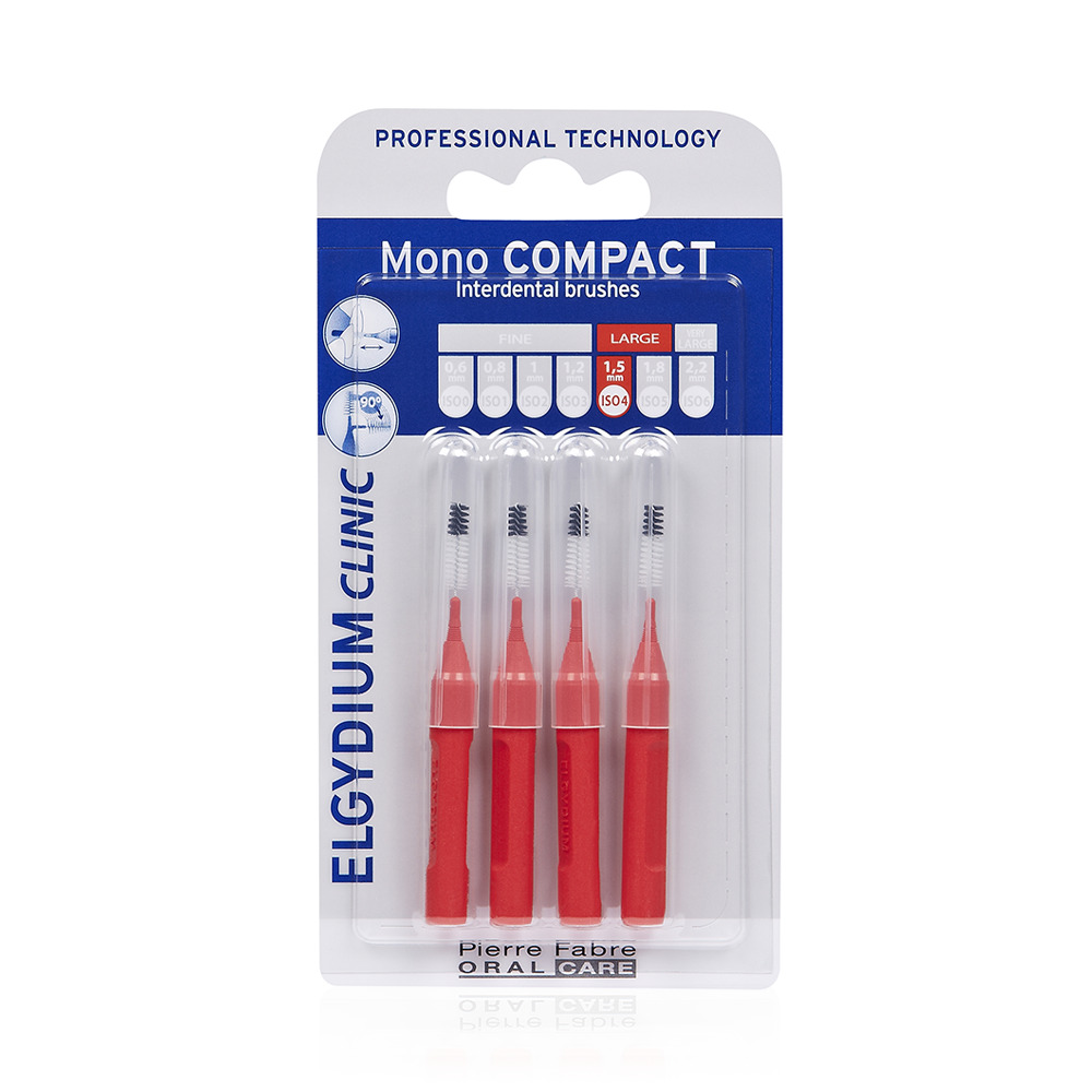ELGYDIUM - CLINIC Mono Compact Μεσοδόντια Βουρτσάκια Κόκκινο 0.7 - 4τεμ.