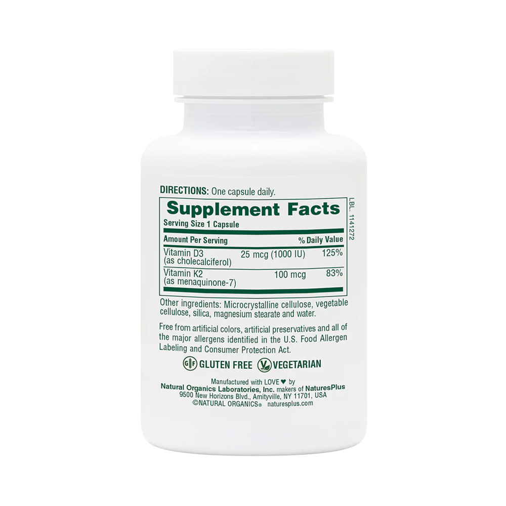 NATURE'S PLUS - VIT D3/ VIT K2 1000iu/100mcg - 90caps