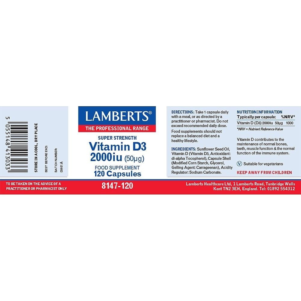 LAMBERTS - Vitamin D3 2000iu - 120tabs