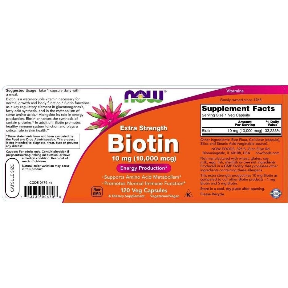 NOW - Biotin 10mg Extra Strenght - 120caps