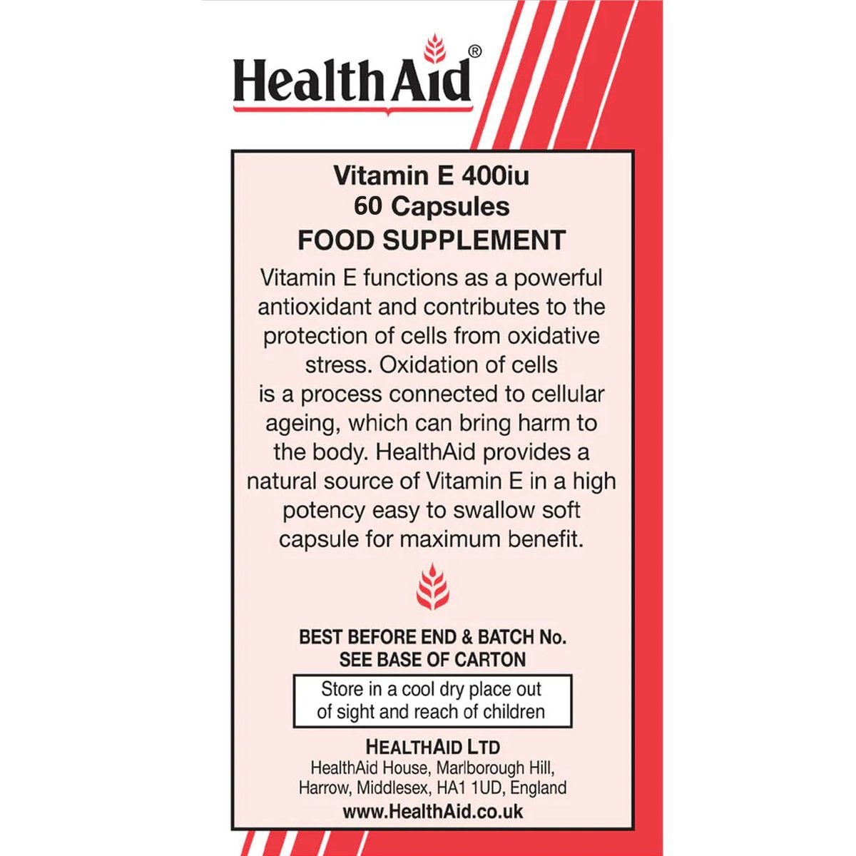 HEALTH AID -  Vitamin E 400iu - 60caps
