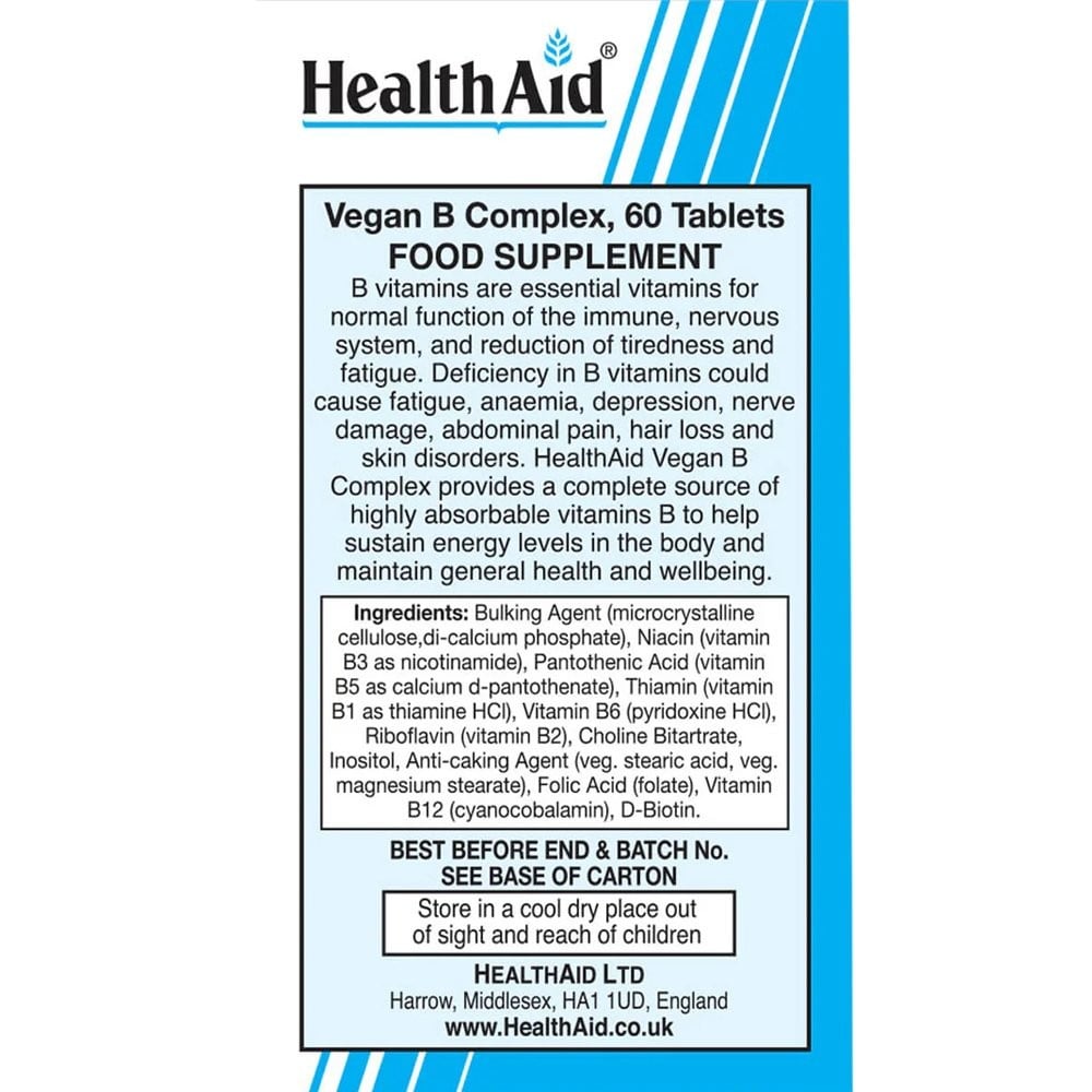 HEALTH AID - VEGAN B Complex - 60tabs