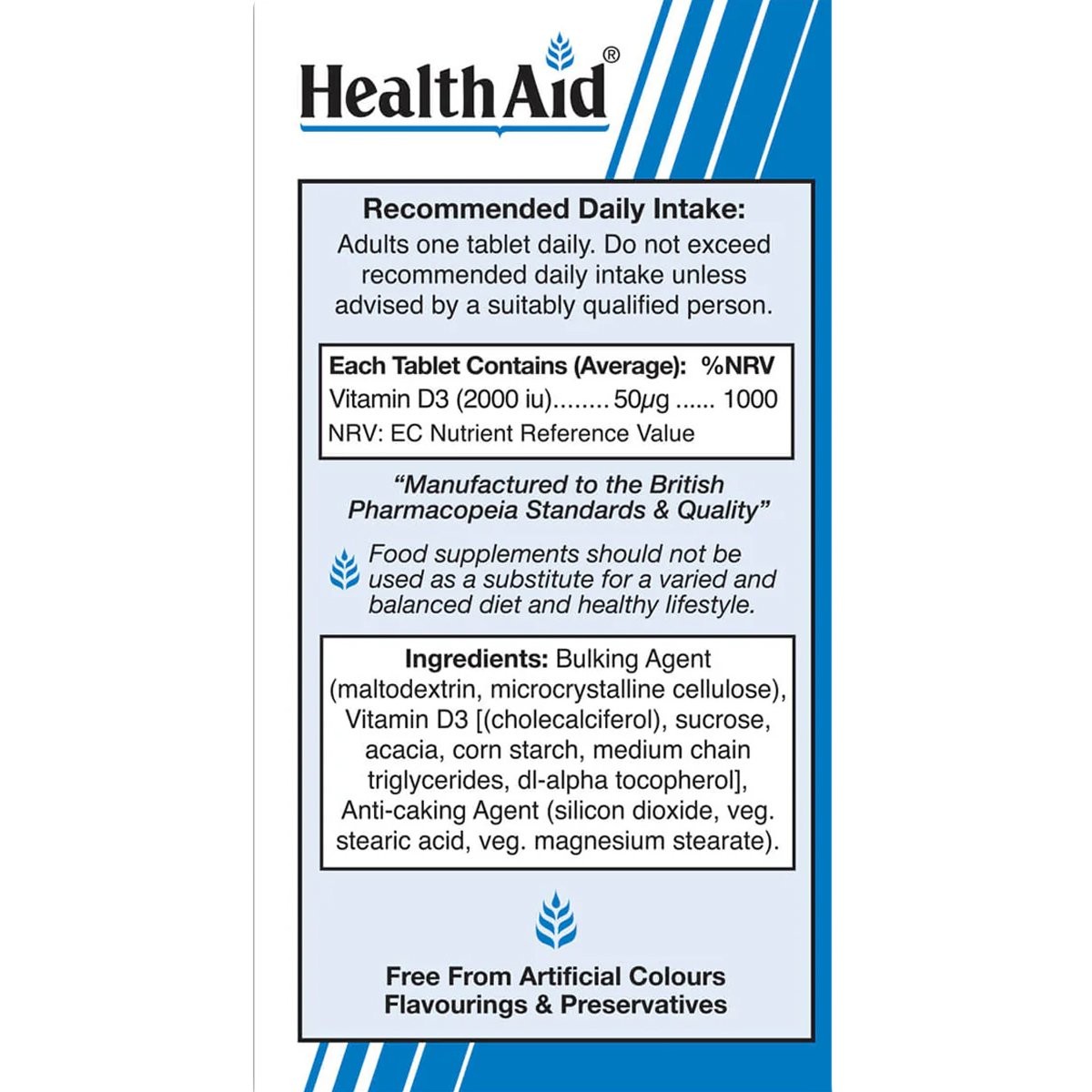 HEALTH AID - Vitamin D3 2000iu - 120tabs