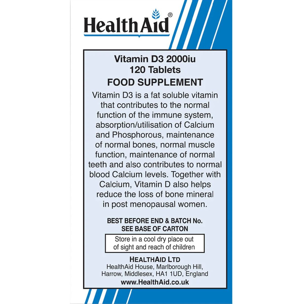 HEALTH AID - Vitamin D3 2000iu - 120tabs