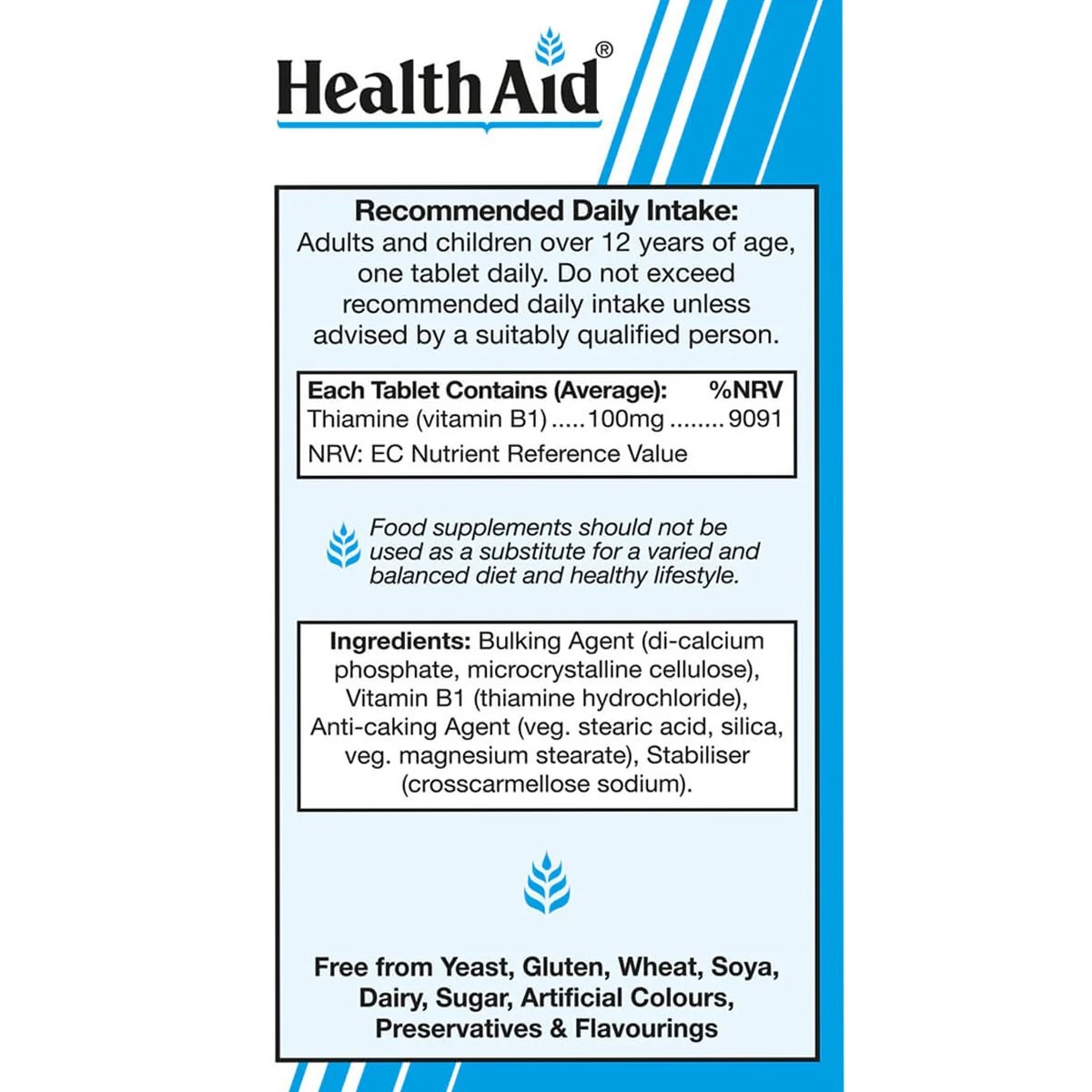 HEALTH AID - VEGAN Vitamin Β1 100mg - 90tabs