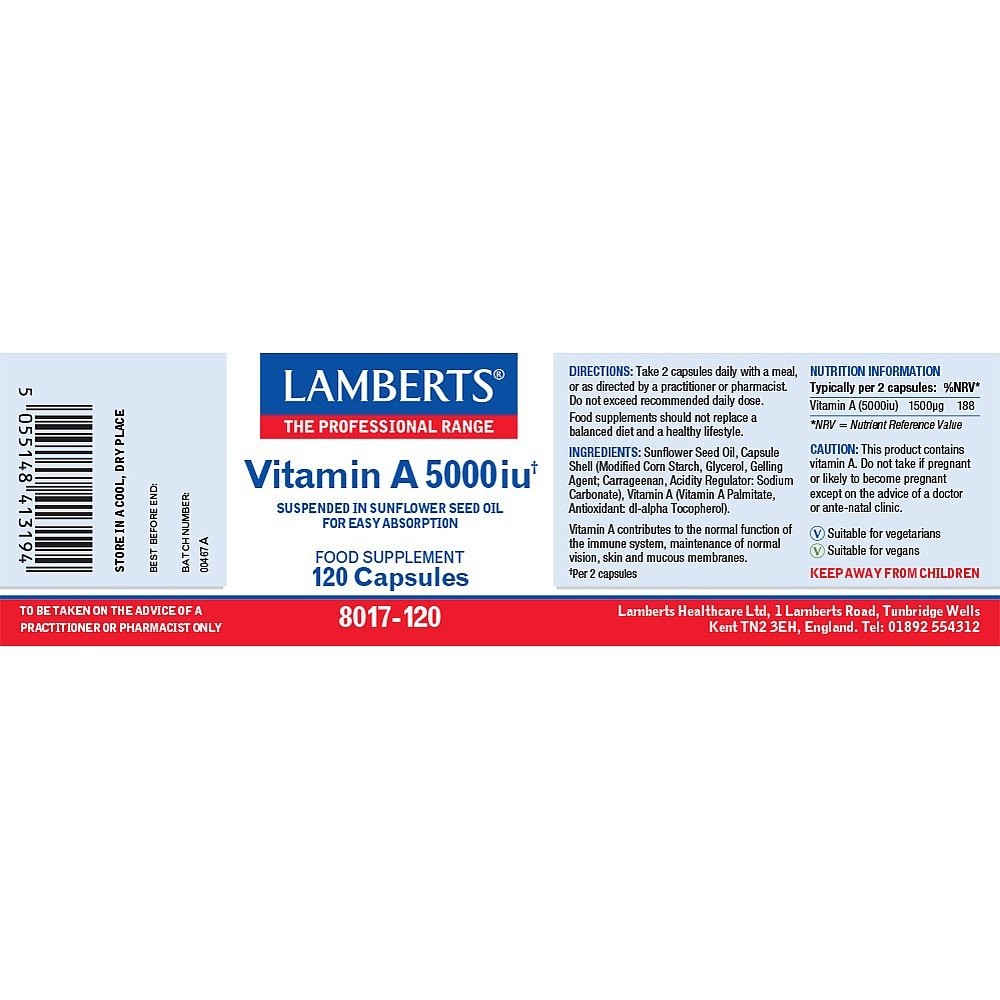 LAMBERTS - Vitamin A 5000iu - 120caps