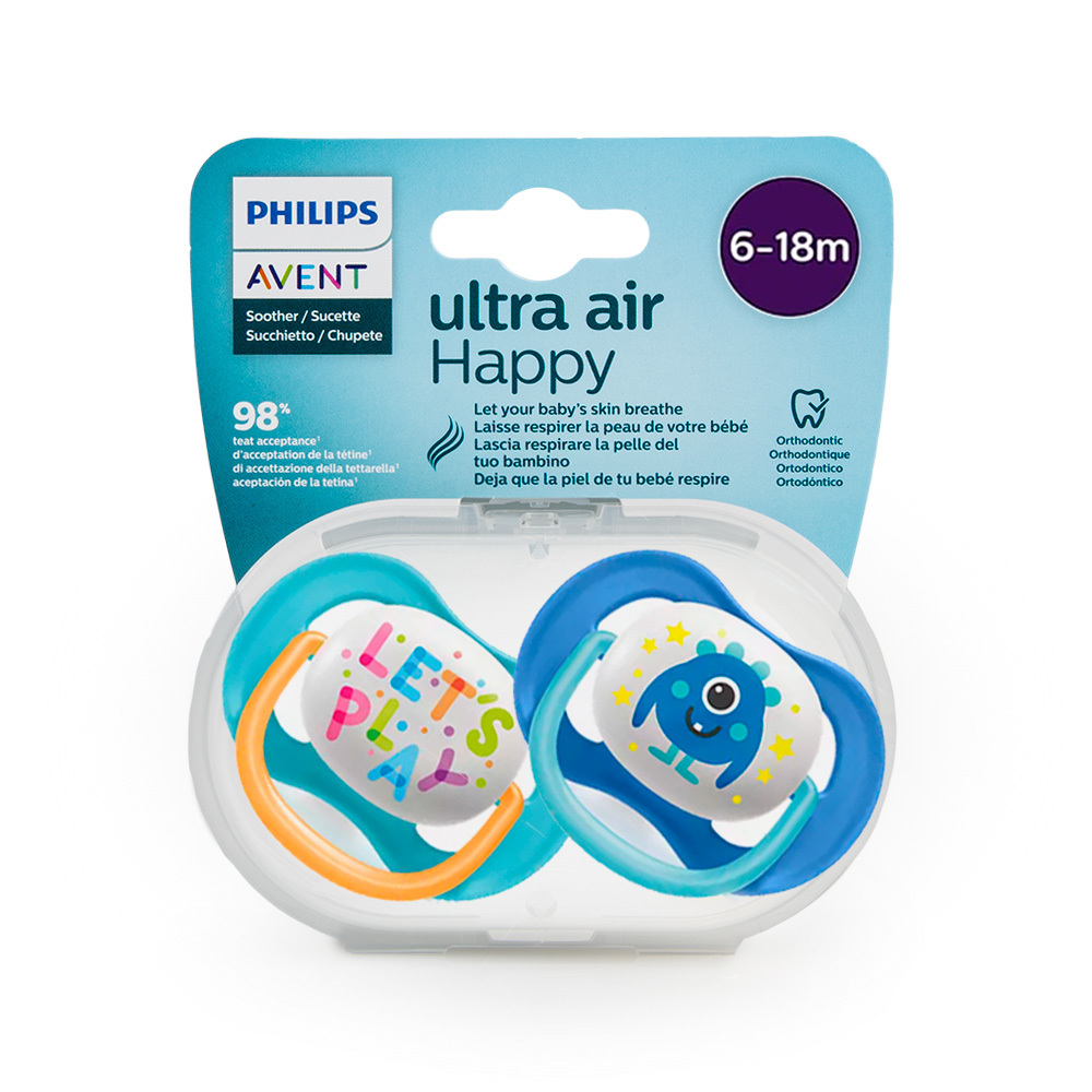 AVENT - ULTRA AIR Happy Πιπίλα Σιλικόνης 6-18m - 2τεμ. SCF080/10