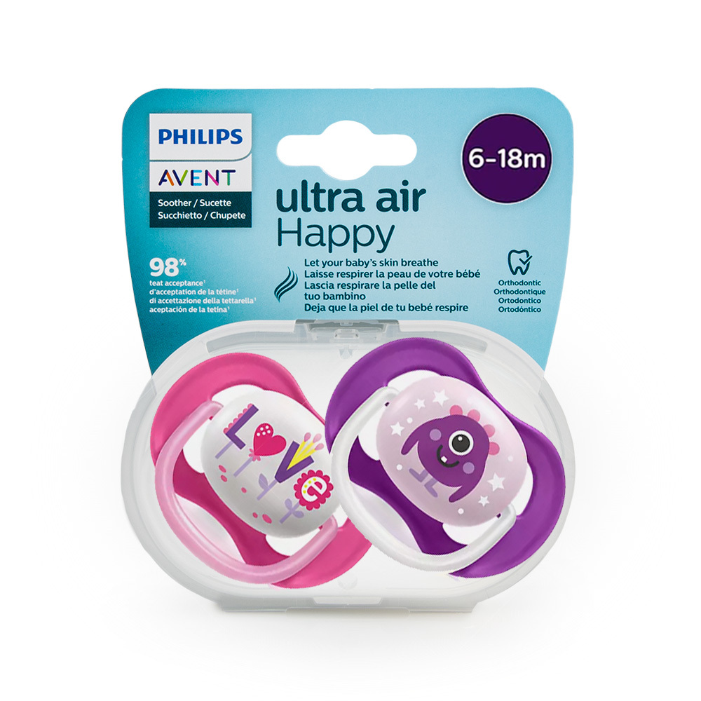 AVENT - ULTRA AIR Happy Πιπίλα Σιλικόνης 6-18m - 2τεμ. SCF080/10