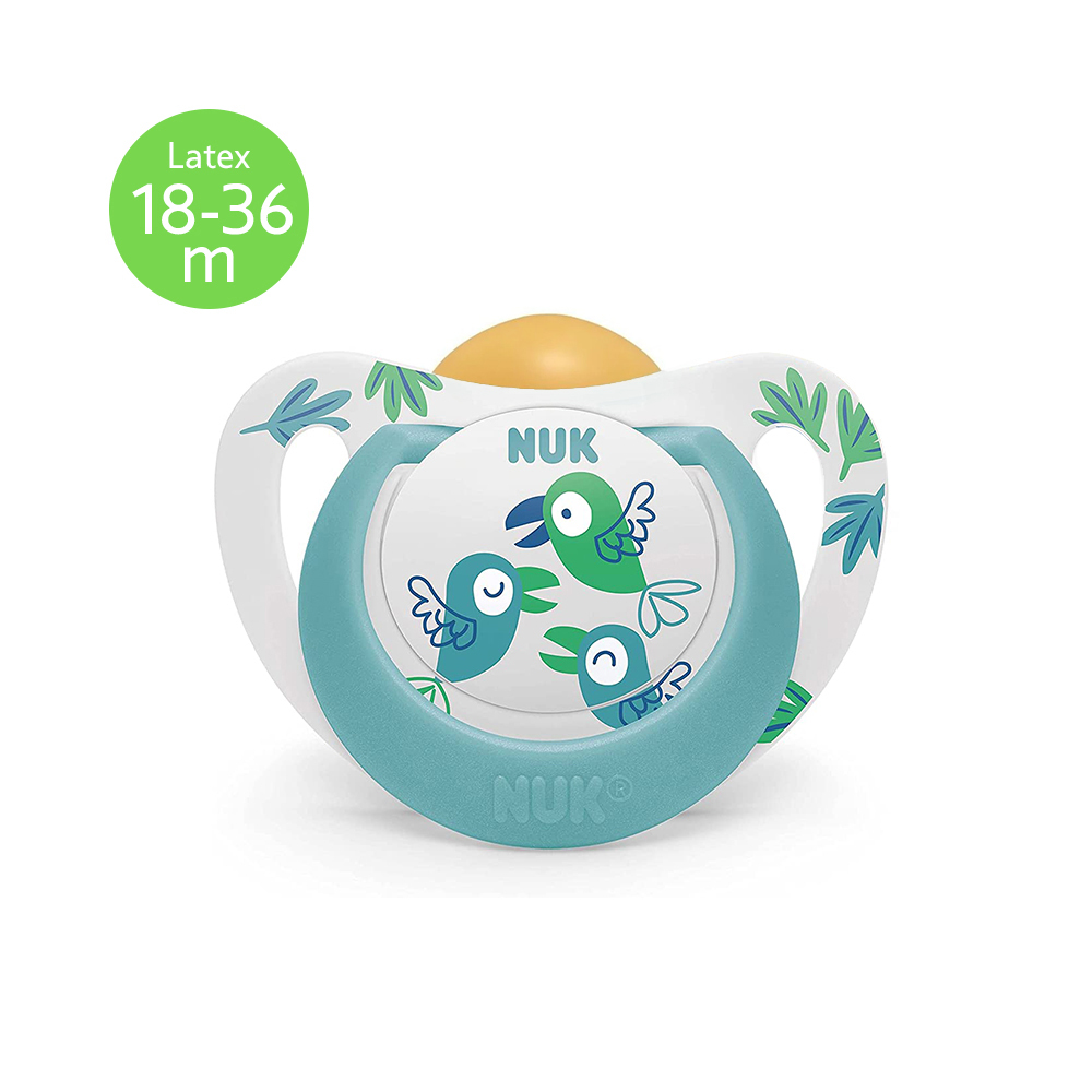 NUK - STAR Πιπίλα Latex 18-36m (λευκή με πουλιά) 10.737.040