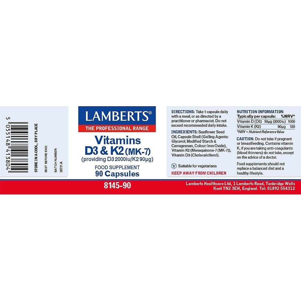 LAMBERTS - Vitamin D3 & K2 - 90caps