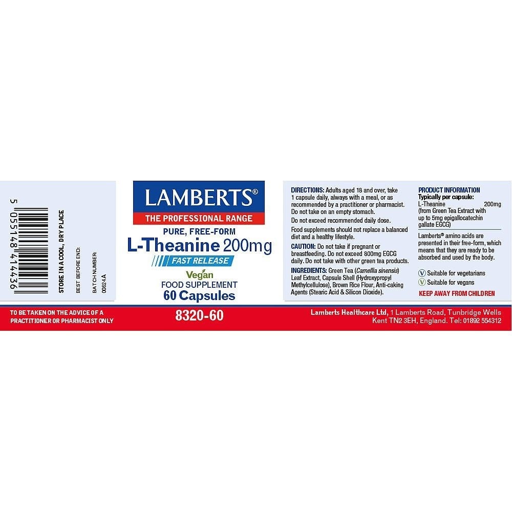 LAMBERTS - Vegan L-Theanine 200mg (fast release) - 60tabs