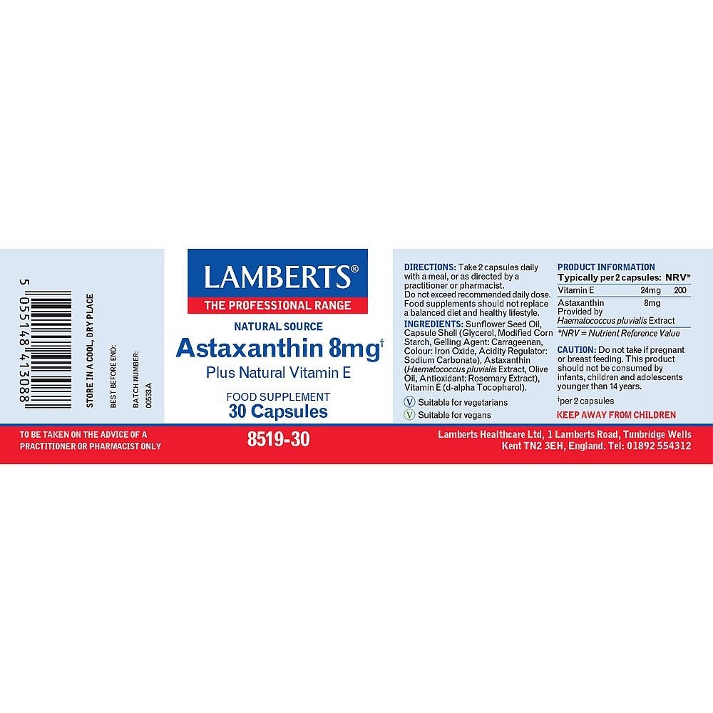 LAMBERTS - Astaxanthin 8mg - 30caps