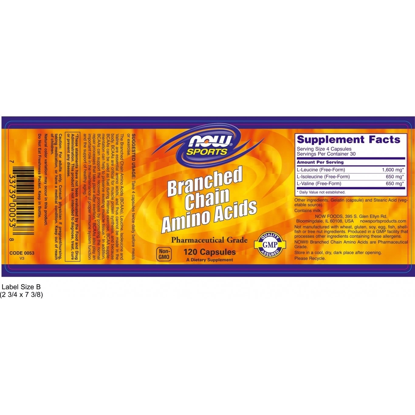 NOW - SPORTS Branced-Chain Amino Acids - 120caps
