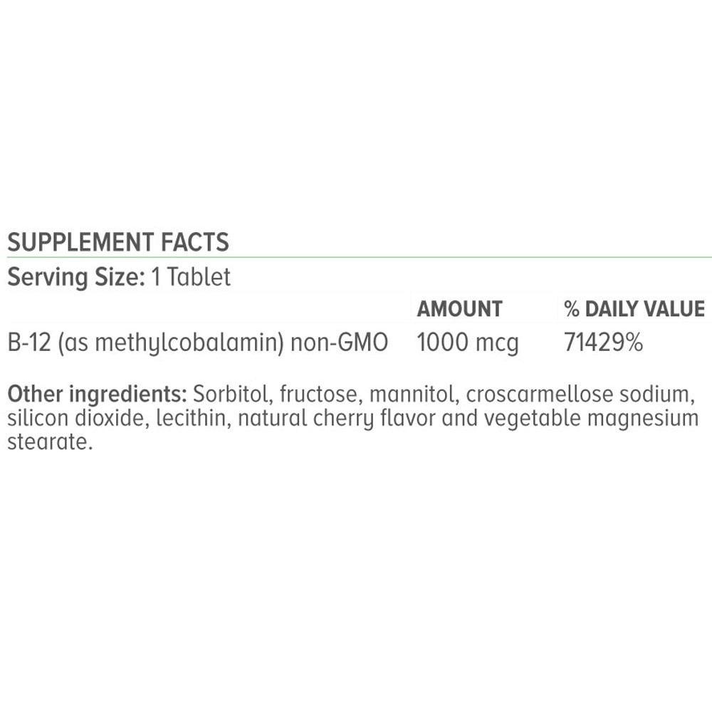 NATURAL VITAMINS - Vitamin B-12 1000mcg (methylcobalamin) - 100tabs