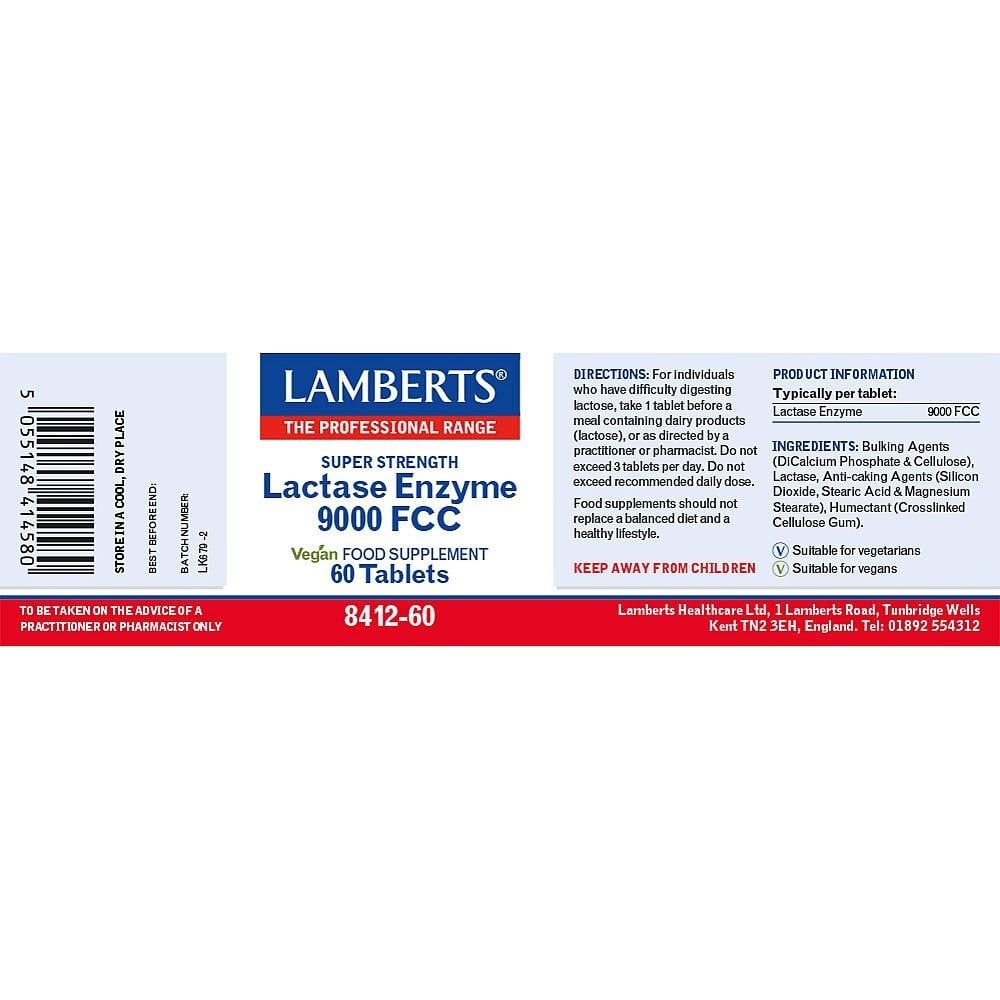 LAMBERTS - Lactase Enzyme 9000 FCC - 60tabs