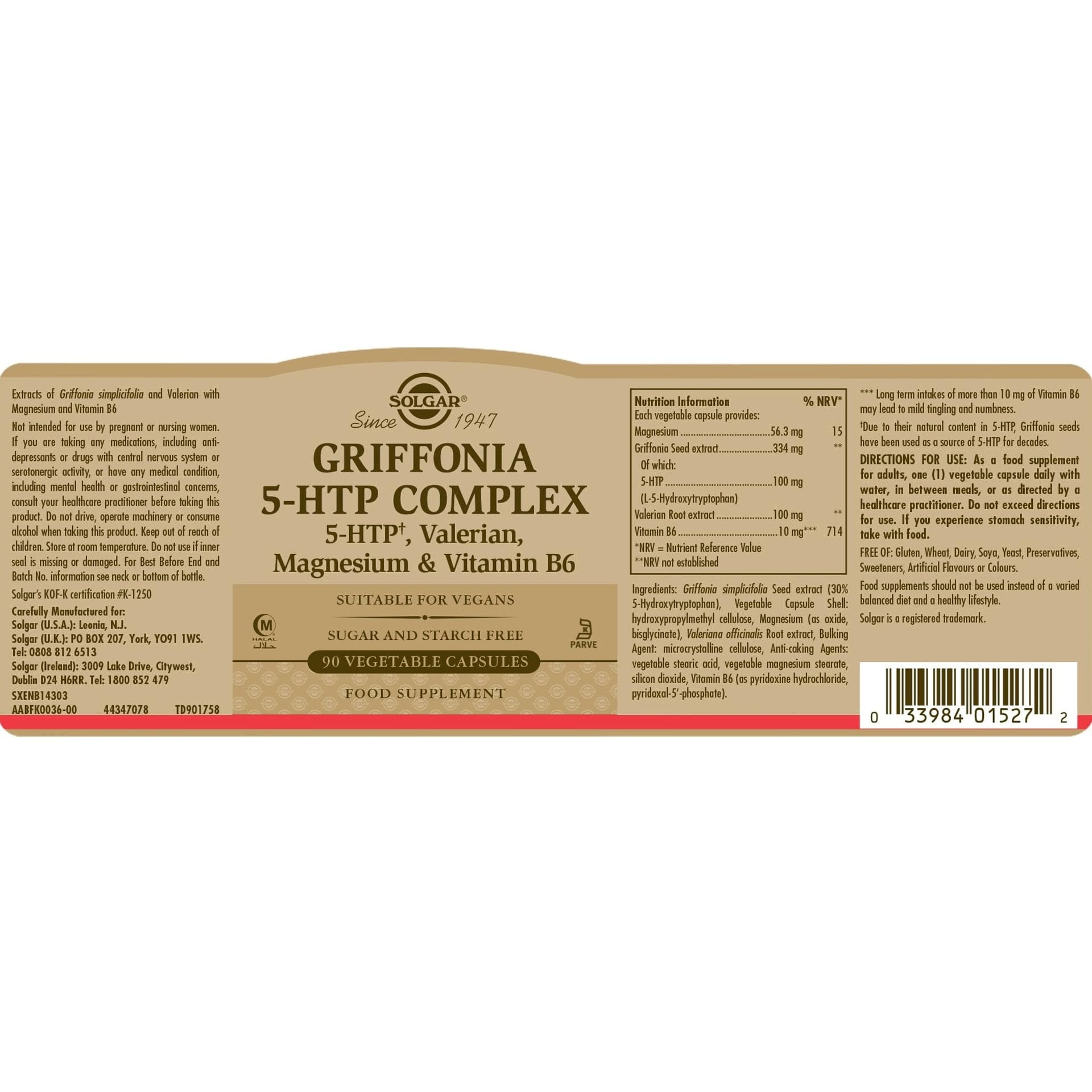 SOLGAR - Griffonia 5-HTP Complex- 90caps