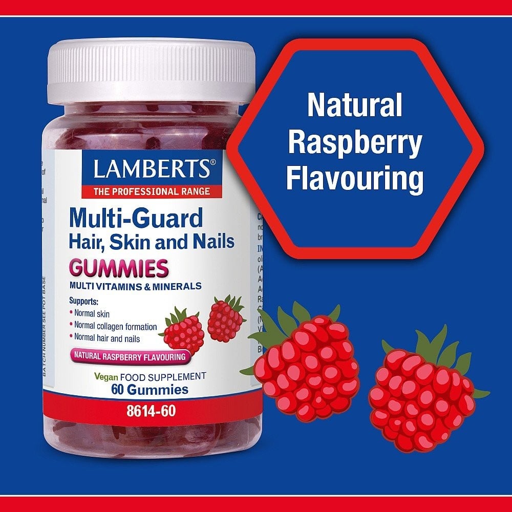 LAMBERTS - Multi Guard Hair, Skin and Nails με γεύση σμέουρο - 60gummies