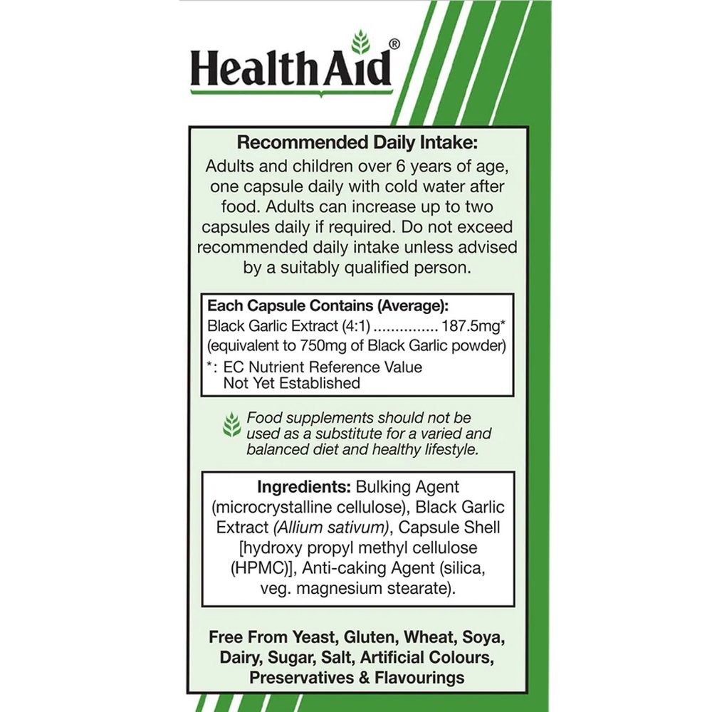 HEALTH AID - Black Garlic 750mg Υγεία καρδιαγγειακού συστήματος - 30caps