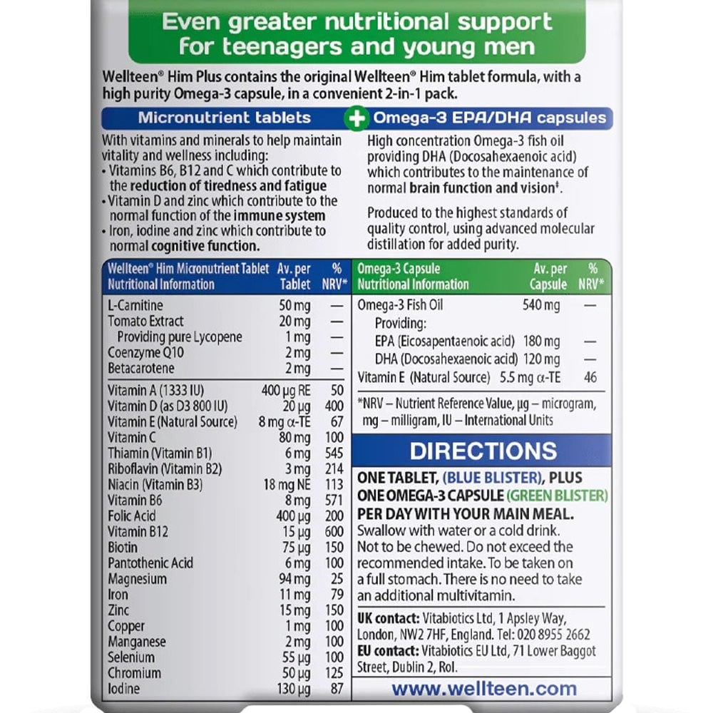 VITABIOTICS - WELLTEEN Him Plus - 28tabs+28caps
