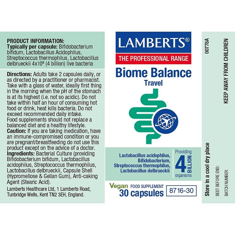 LAMBERTS - Biome Balance Travel Προβιοτικά - 30caps