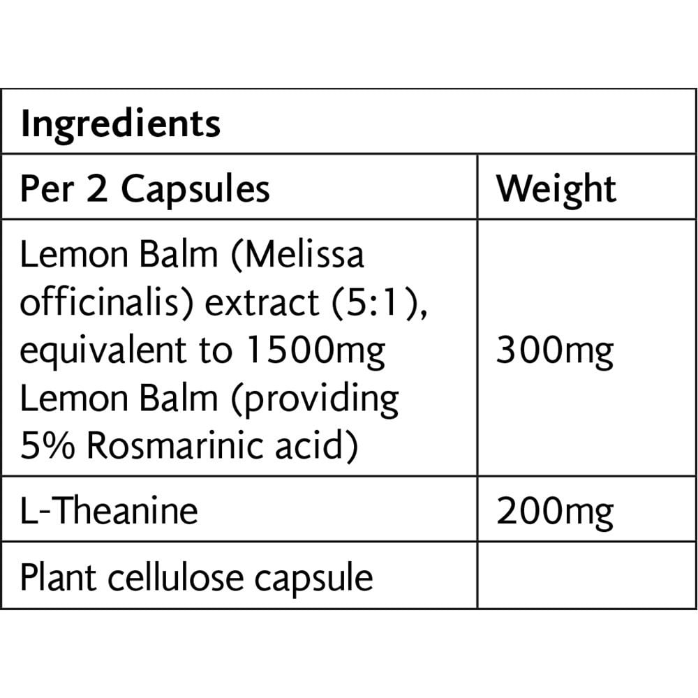 VIRIDIAN - L-Theanine & Lemon Balm Διατήρηση καλής γνωστικής λειτουργίας και υποστήριξη της χαλάρωσης - 30caps