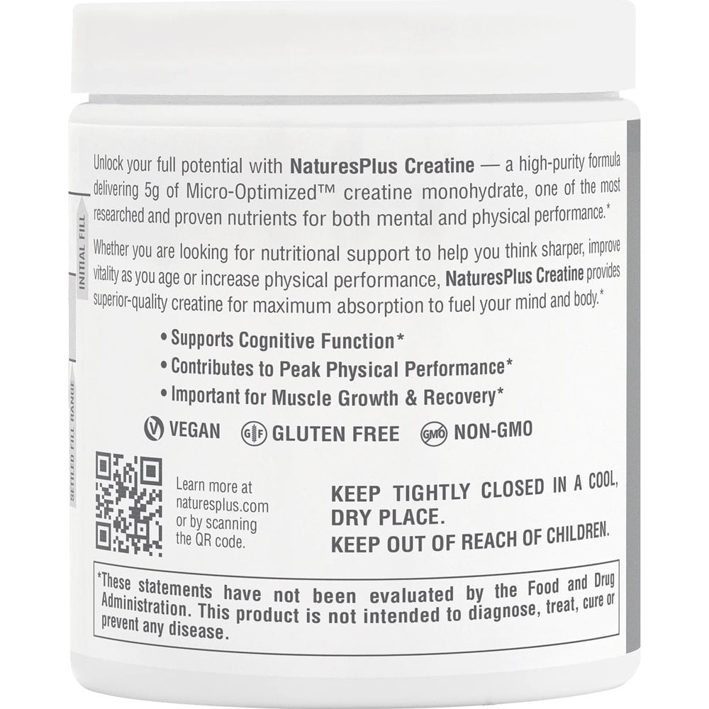 NATURES PLUS - Creatine Monohydrate Powder Ενίσχυση Μυϊκής Δύναμης & Αντοχής, Ενέργεια & Πνευματική Διαύγεια - 330gr