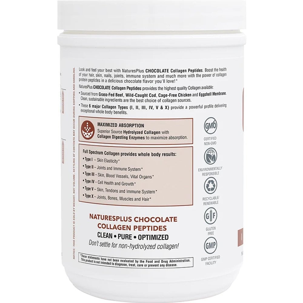 NATURES PLUS - Collagen Peptides Chocolate Υγεία νυχιών, μαλλιών & αρθρώσεων- 378g