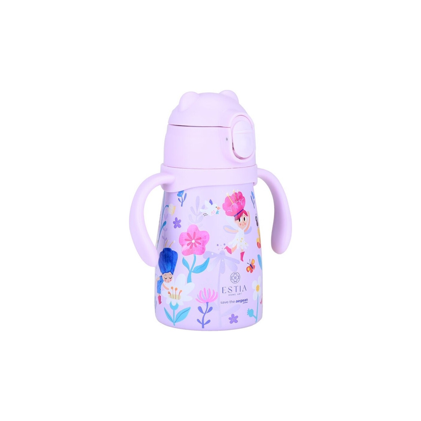 ESTIA - SAVE THE AEGEAN Bubble Bottle Παιδικό Παγούρι Θερμός με λαβές & καλαμάκι Fairy Tales - 300ml