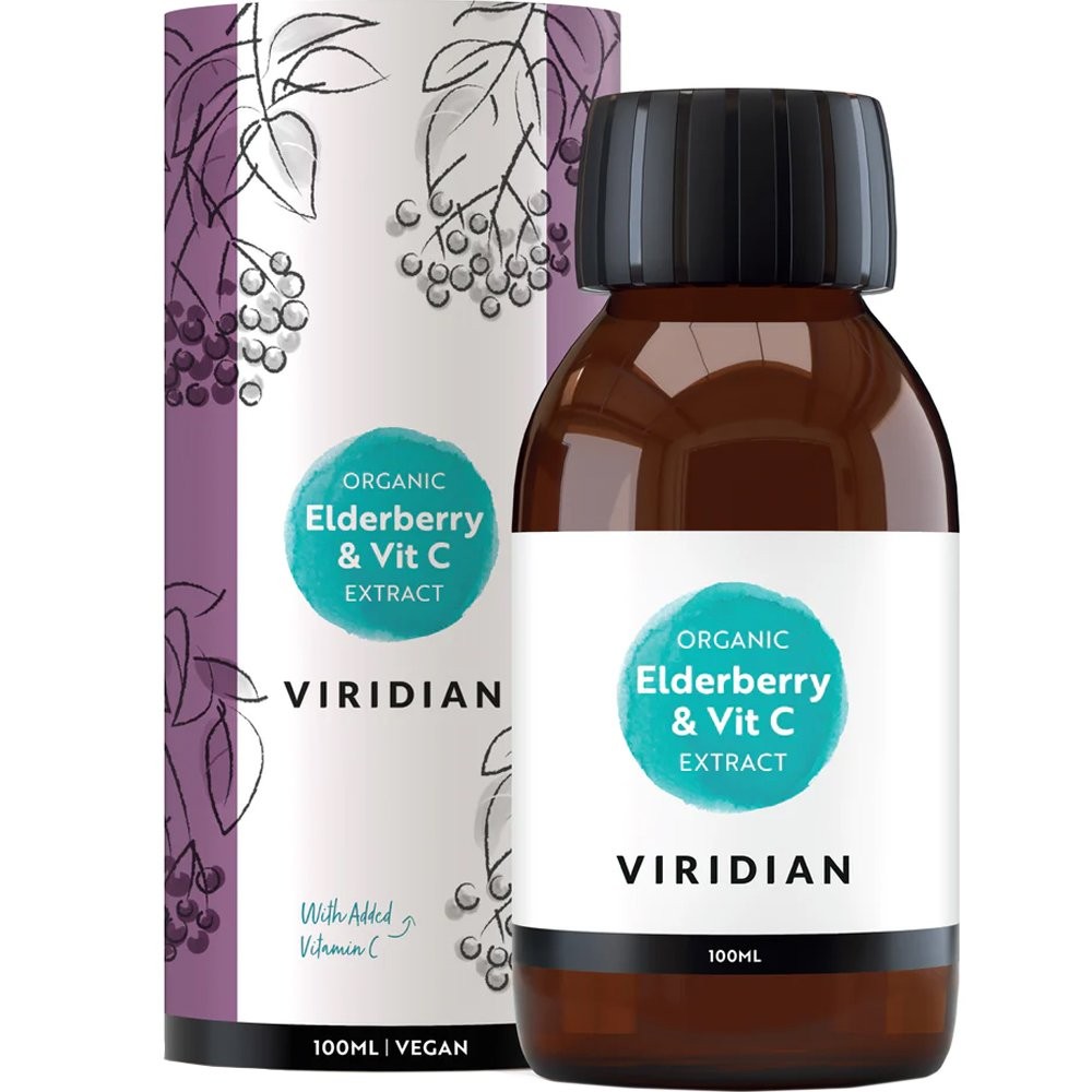 VIRIDIAN - Elderberry & Vitamin Extract Βιολογικό εκχύλισμα μαύρου elderberry με προσθήκη βιταμίνης C - 100ml