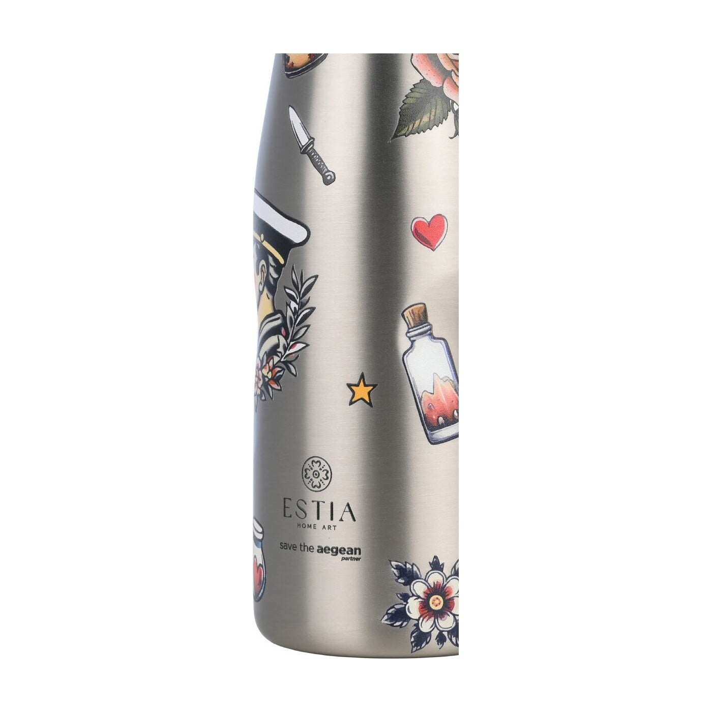 ESTIA - SAVE THE AEGEAN Travel Flask Θερμός Old School Ink - 500ml