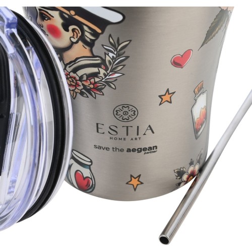ESTIA - SAVE THE AEGEAN Θερμός Coffee Mug Old School Ink - 350ml